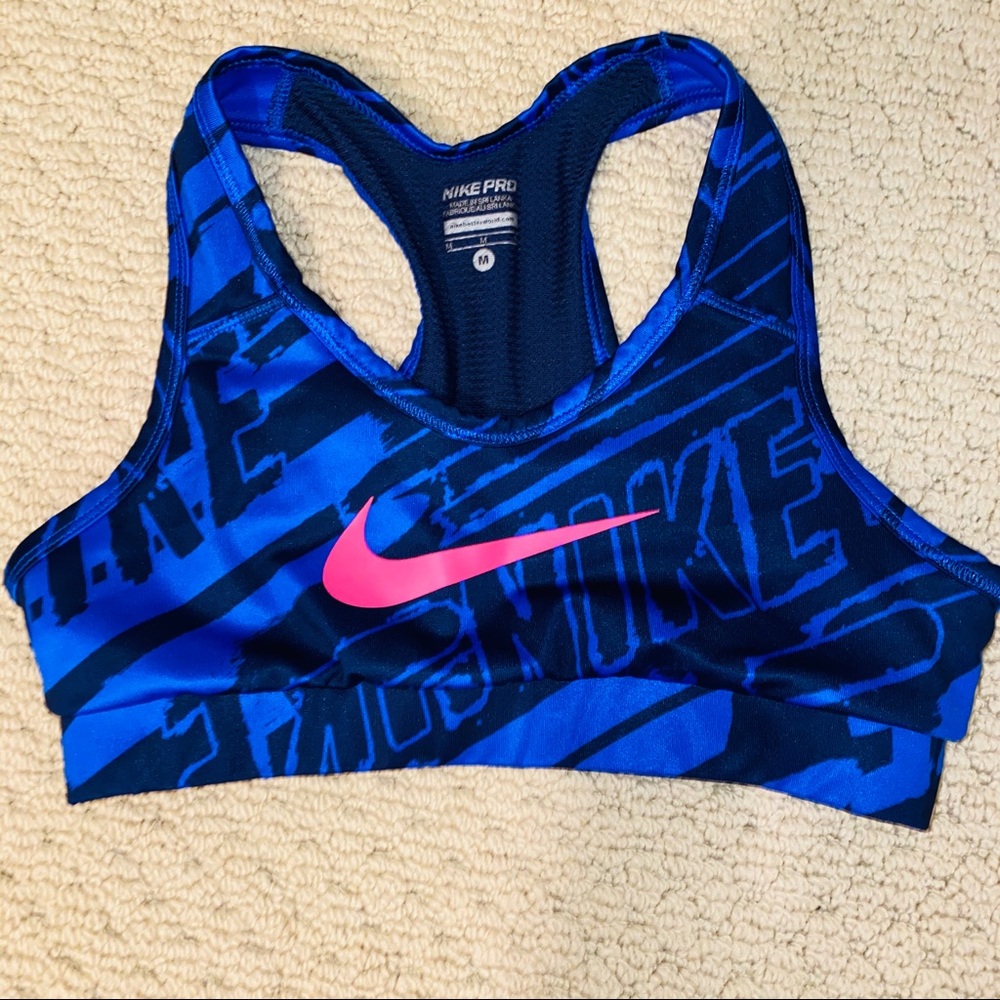 Nike Pro blue youth sports bra size M